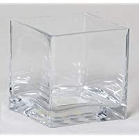 INNA-Glas Maceta KUNO- Cuadrada- Transparente- 18x18x18cm - Jarrón de Cristal - Florero Decorativo